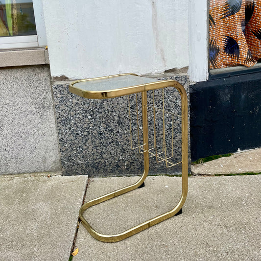 Vintage Gold End Table w/ Glass Top