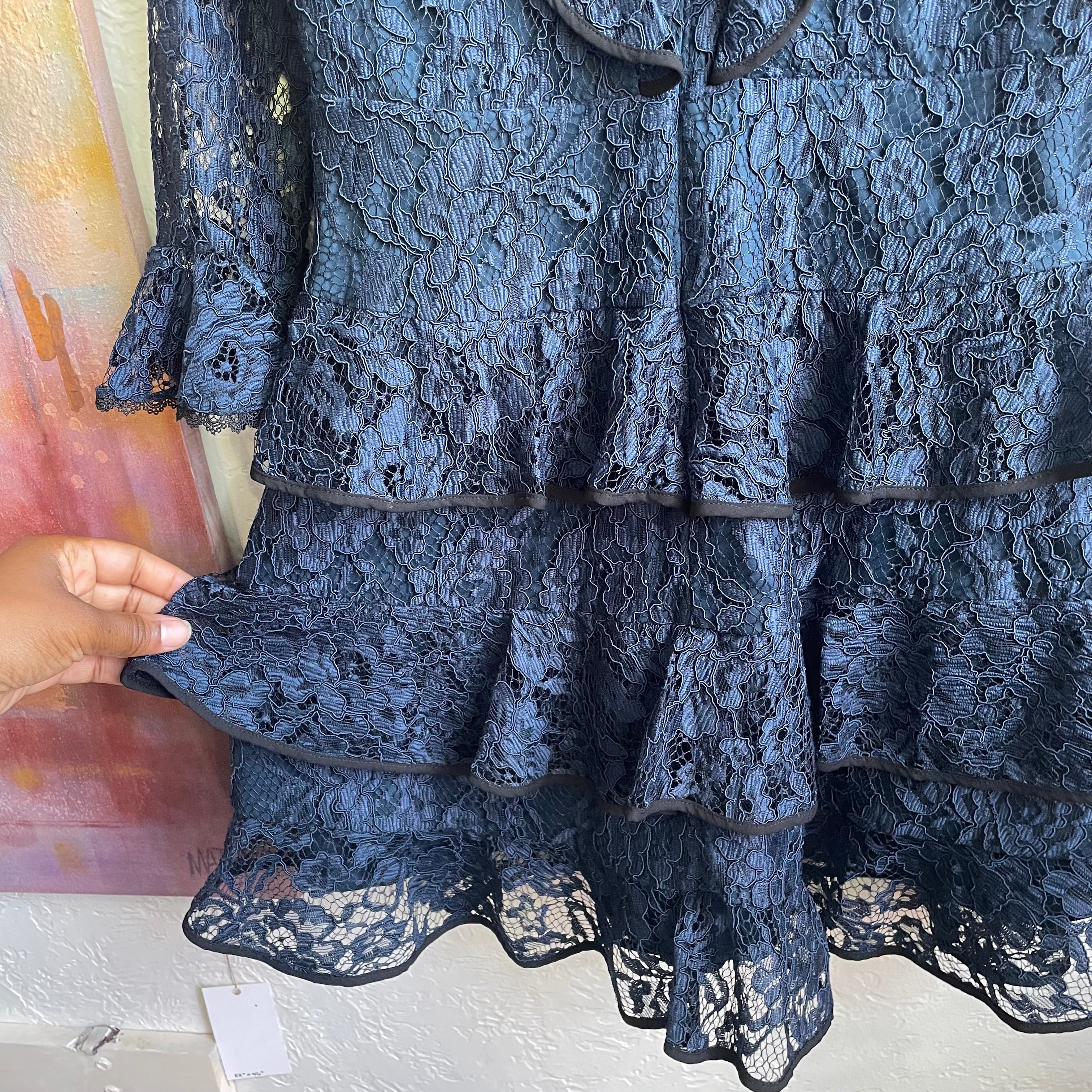 Alexis Navy Tracie Long Sleeve Lace Dress | Size Large