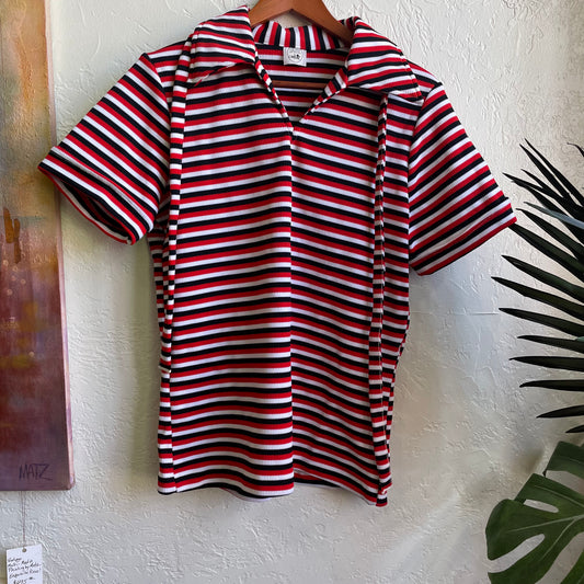 70’s Red Striped Shirt | XL