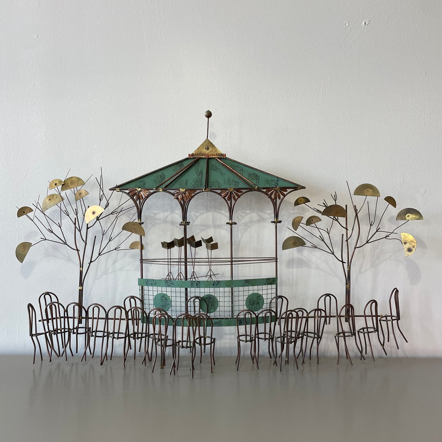 Curtis Jere Bandstand Gazebo Mid-Century Copper Wall Art Sculpture