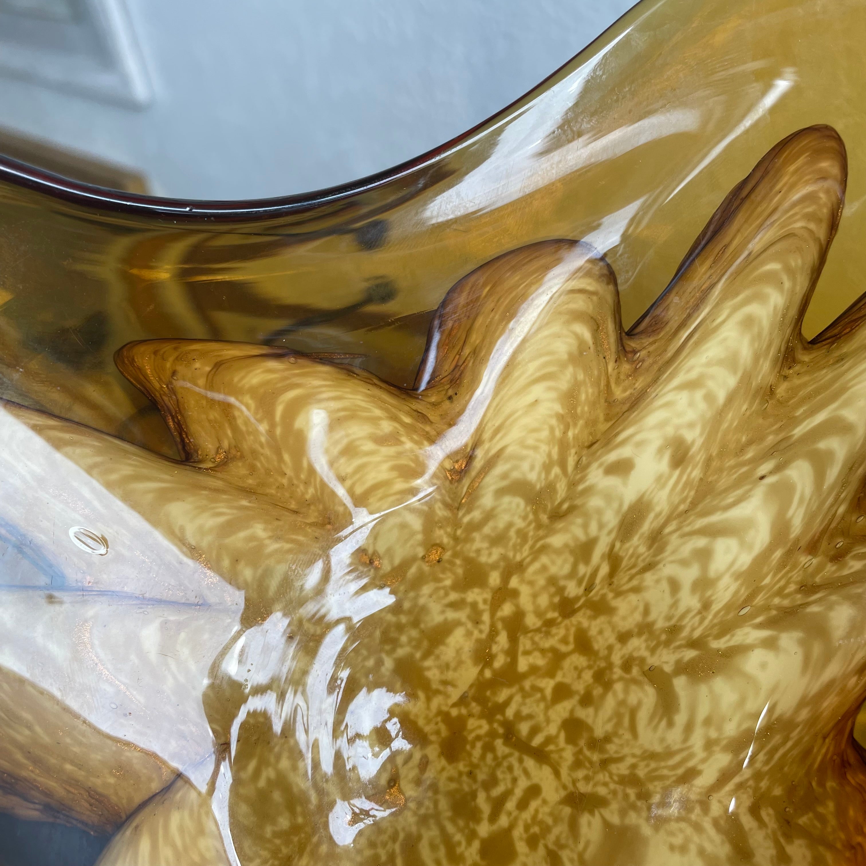Amber Ash Tray with Gold Flecks