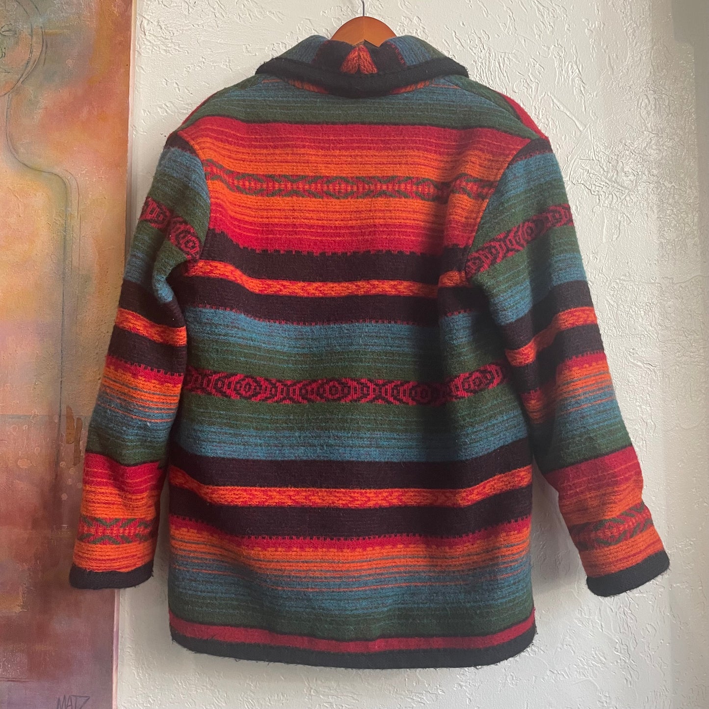 Woolrich Western Style Aztec Stripped Blanket Coat Vintage 1980's| Medium