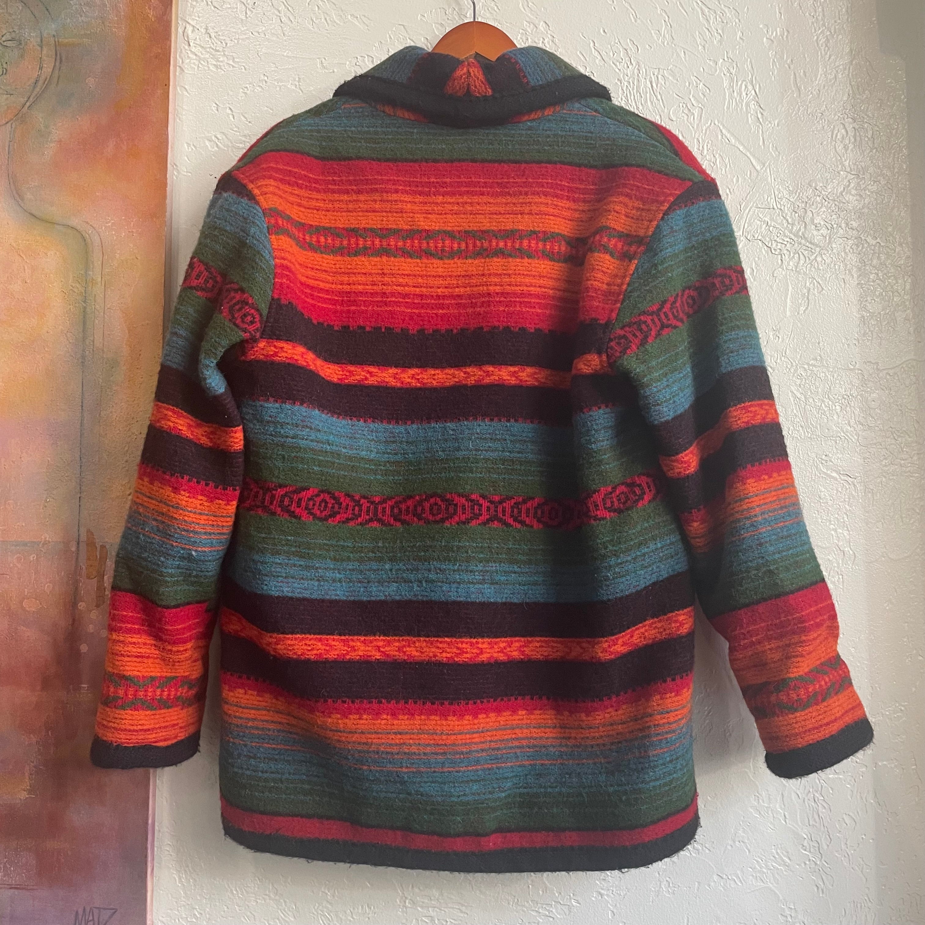 Woolrich Western Style Aztec Stripped Blanket Coat Vintage 1980's| Medium