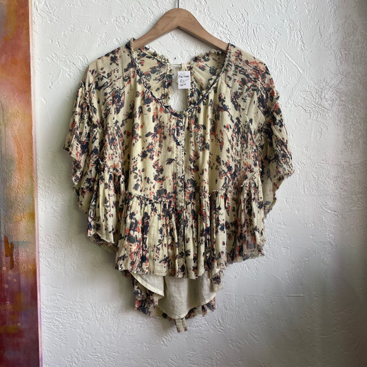 Free People Floral Slouch Shoulder Top | Medium