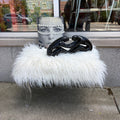 Modern White Faux Fur Ottoman Bench