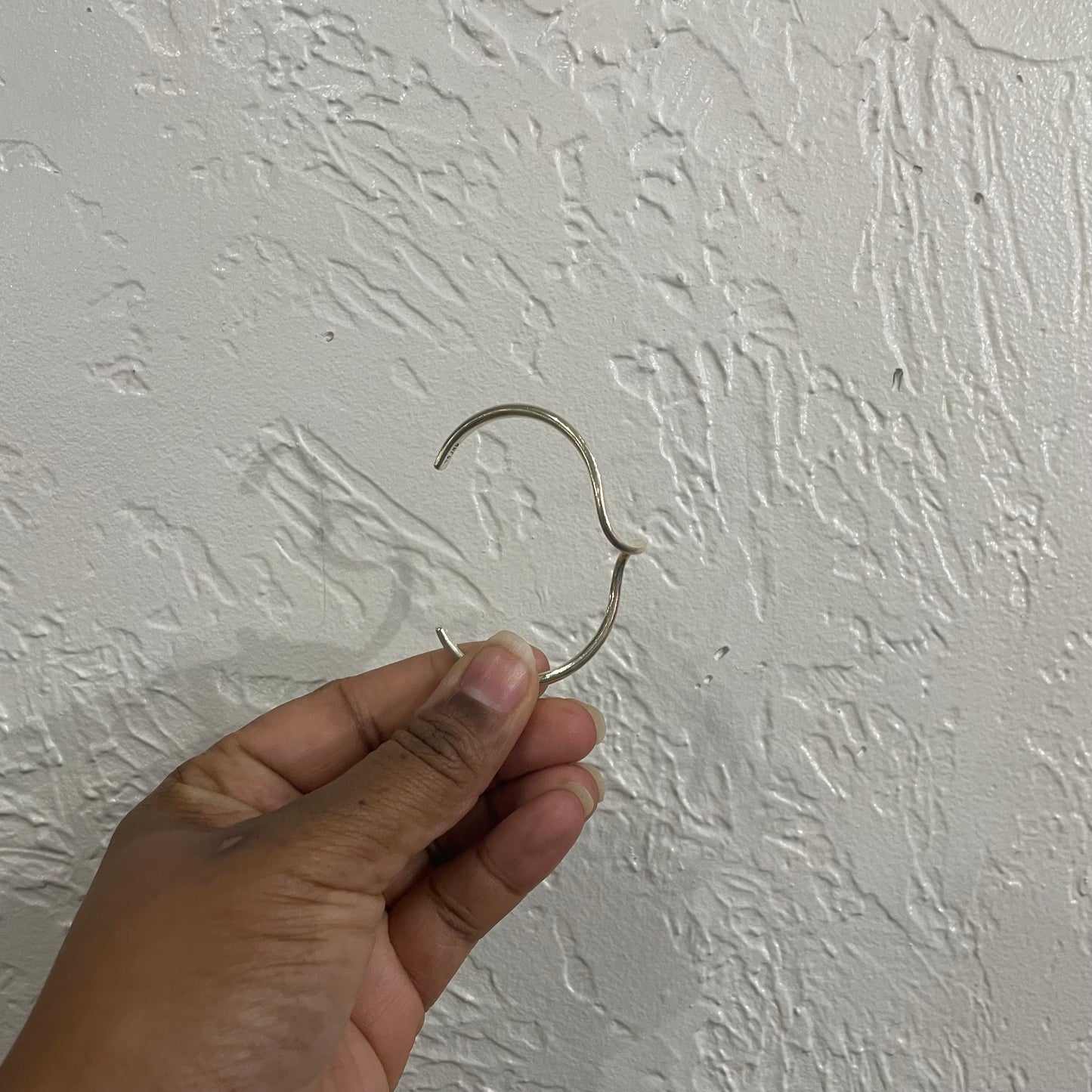 Modernist .925 Sterling Silver Vintage Mexico Abstract Cuff Bracelet