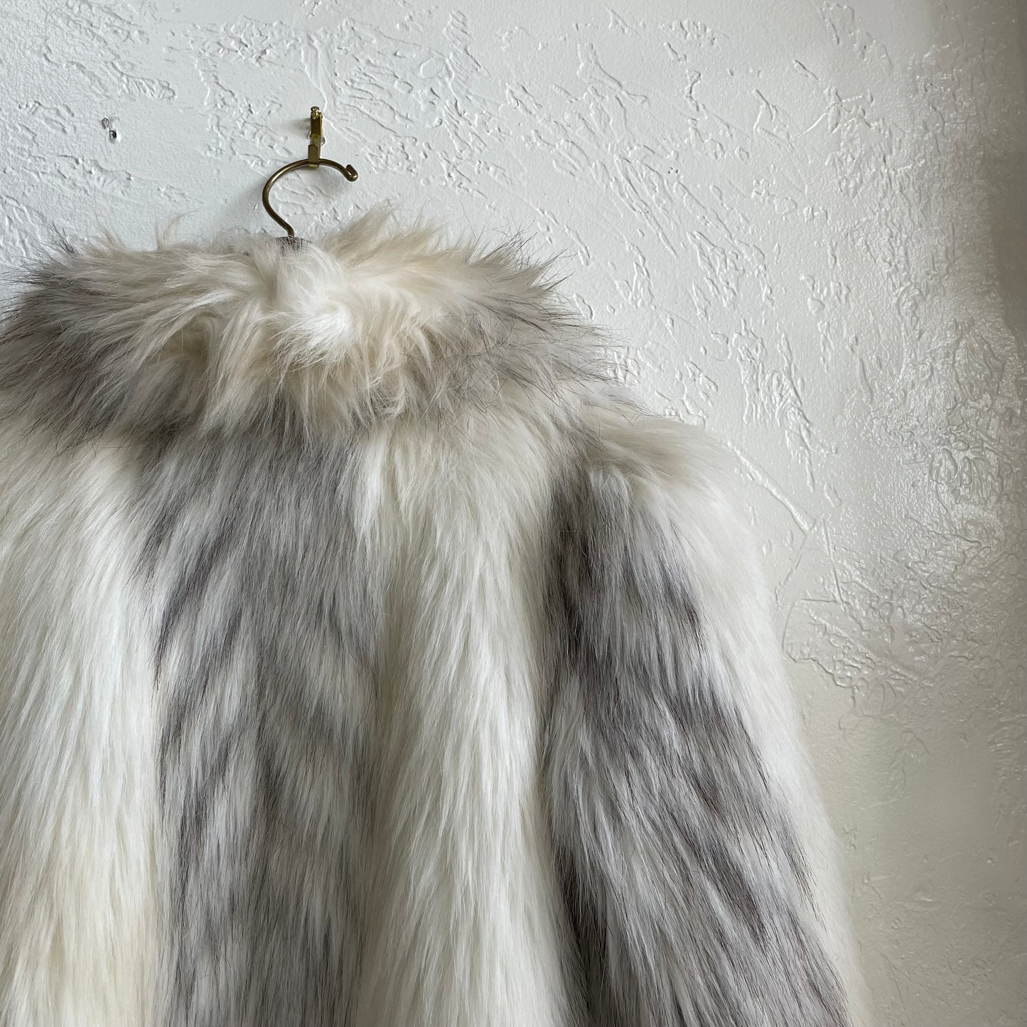 Faux Fur Coat with White and Silver Artic Fox | Medium