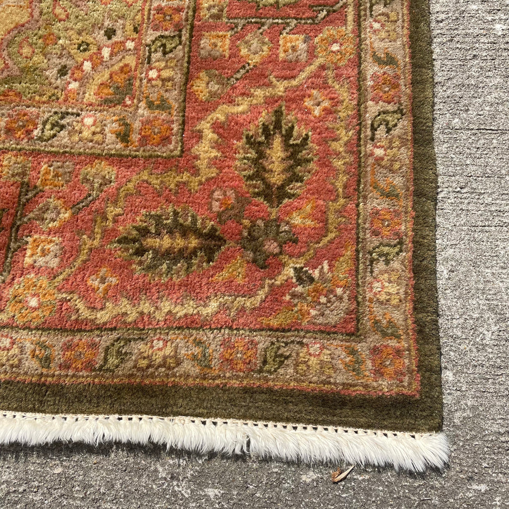 Ethan Allen Heriz Wool Rug in Paprika/Olive 5'6" x 8'6"