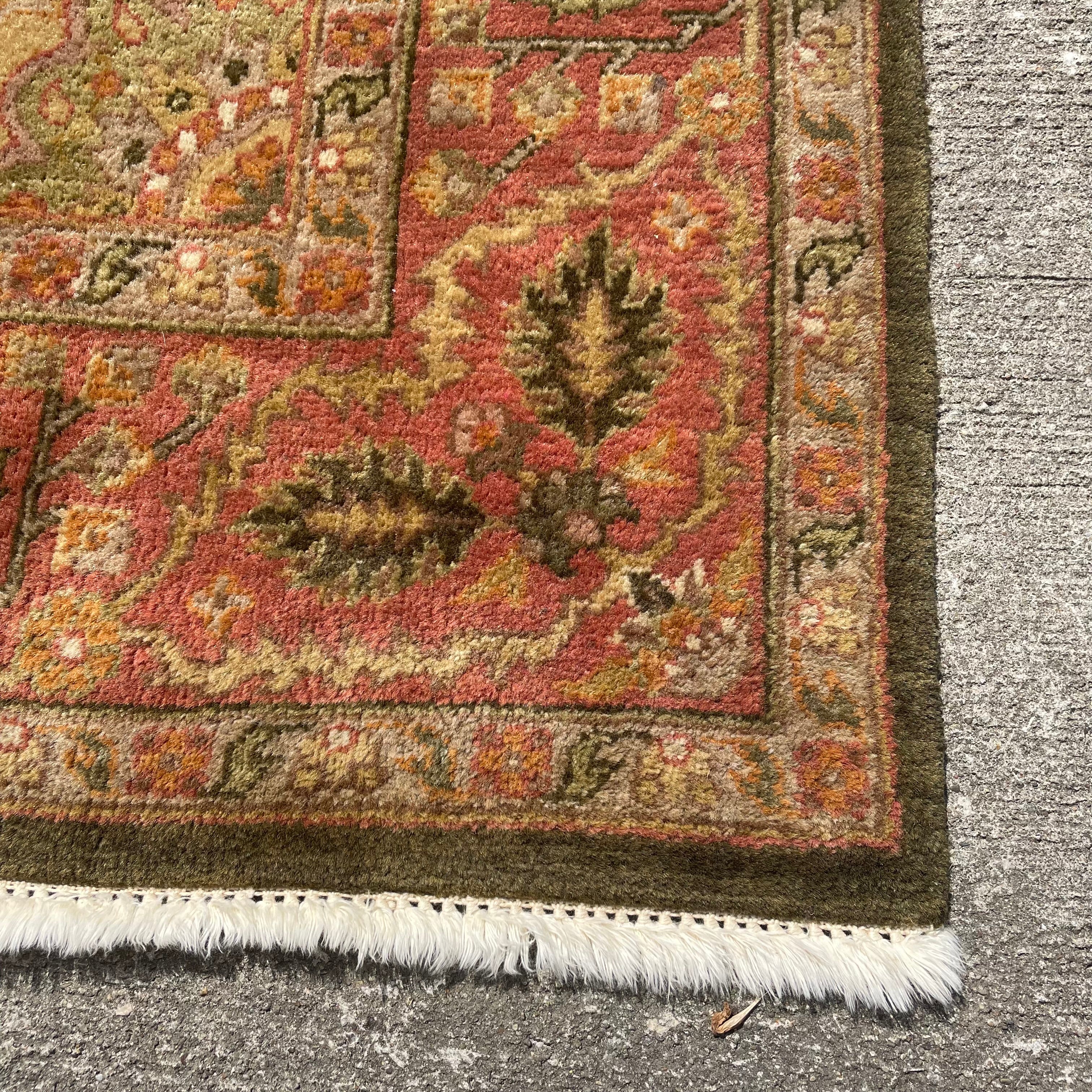 Ethan Allen Heriz Wool Rug in Paprika/Olive 5'6" x 8'6"