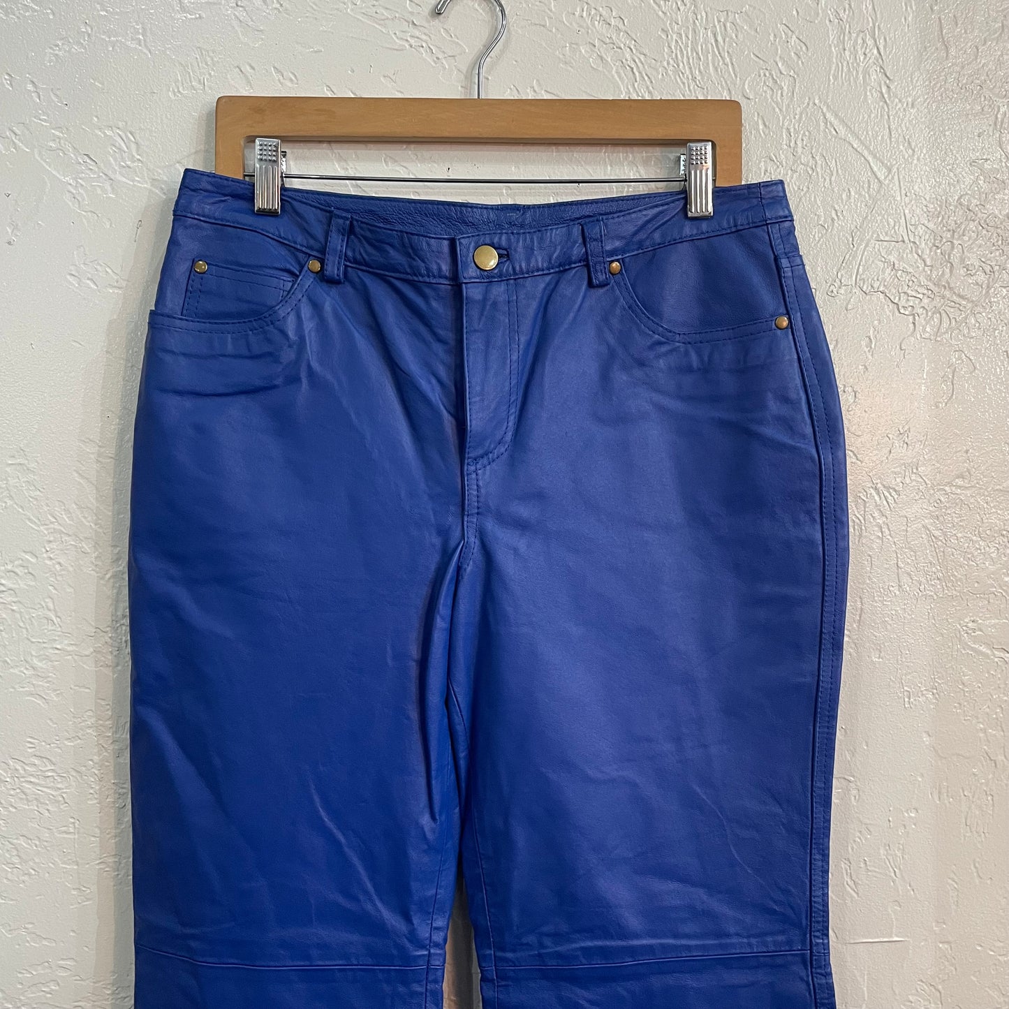 Blue Leather Low Cut Bootcut Pants 2000’s | Size 12