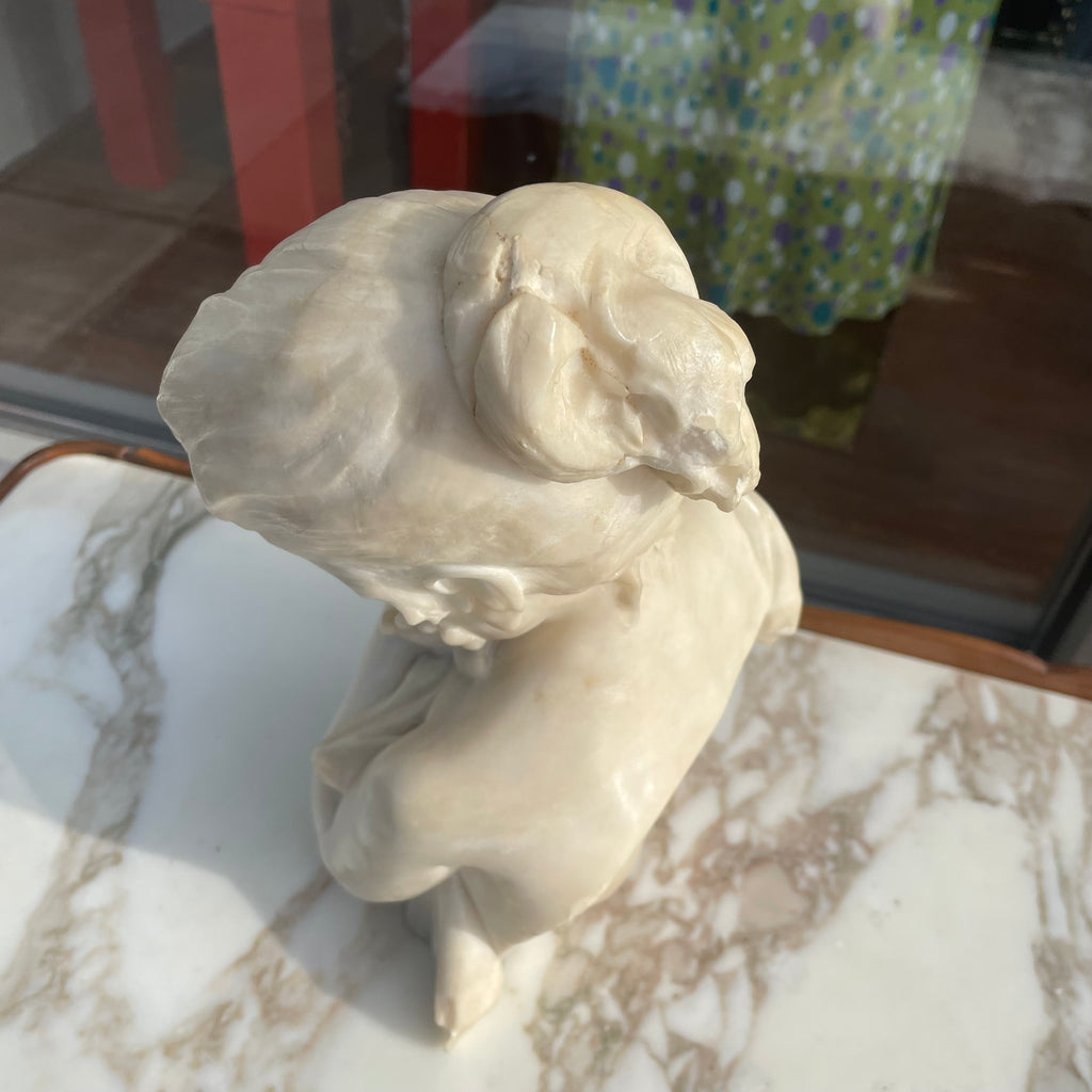Carved Alabaster Bust of a Girl