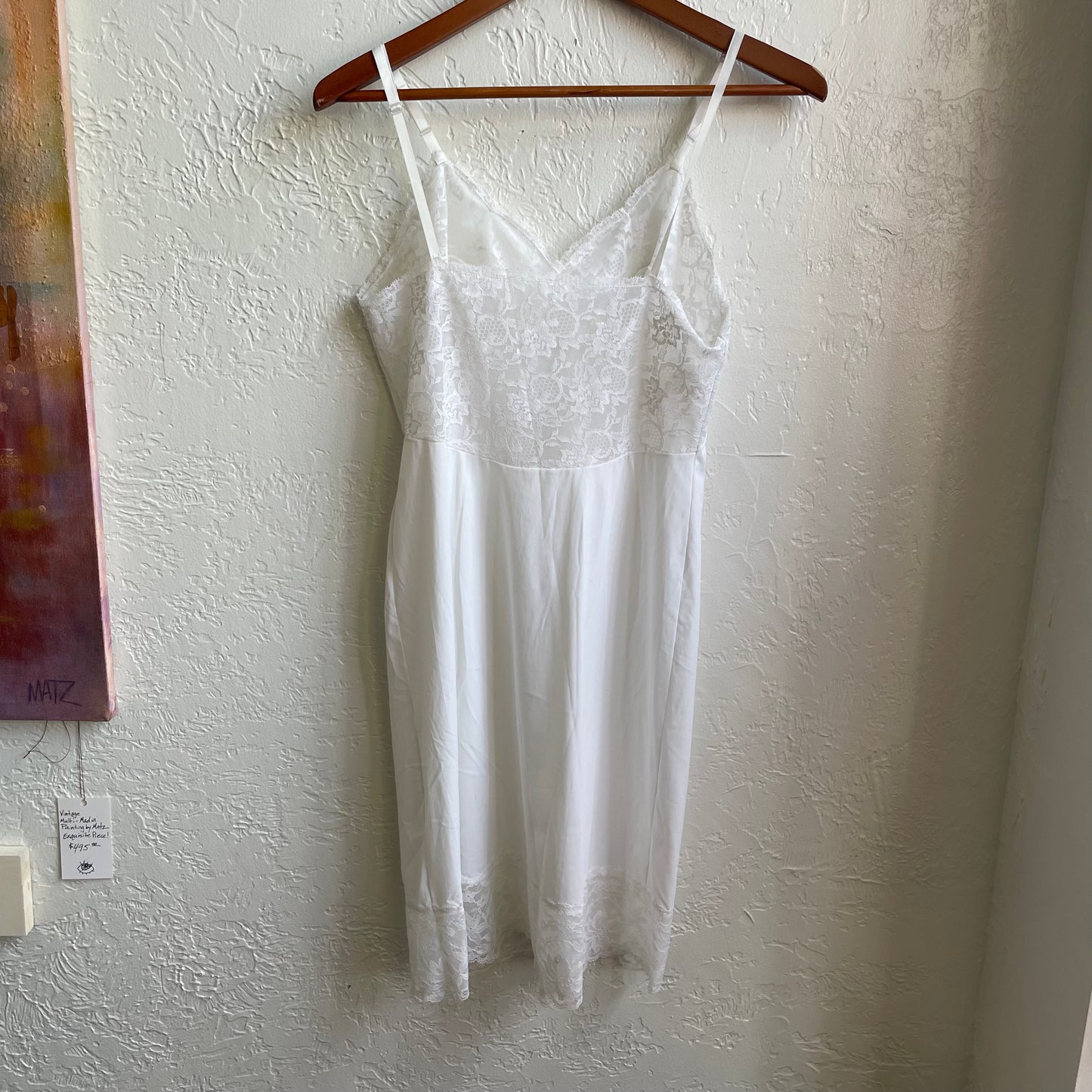 Satin Vintage Floral V-Neck Lace Dress | Medium