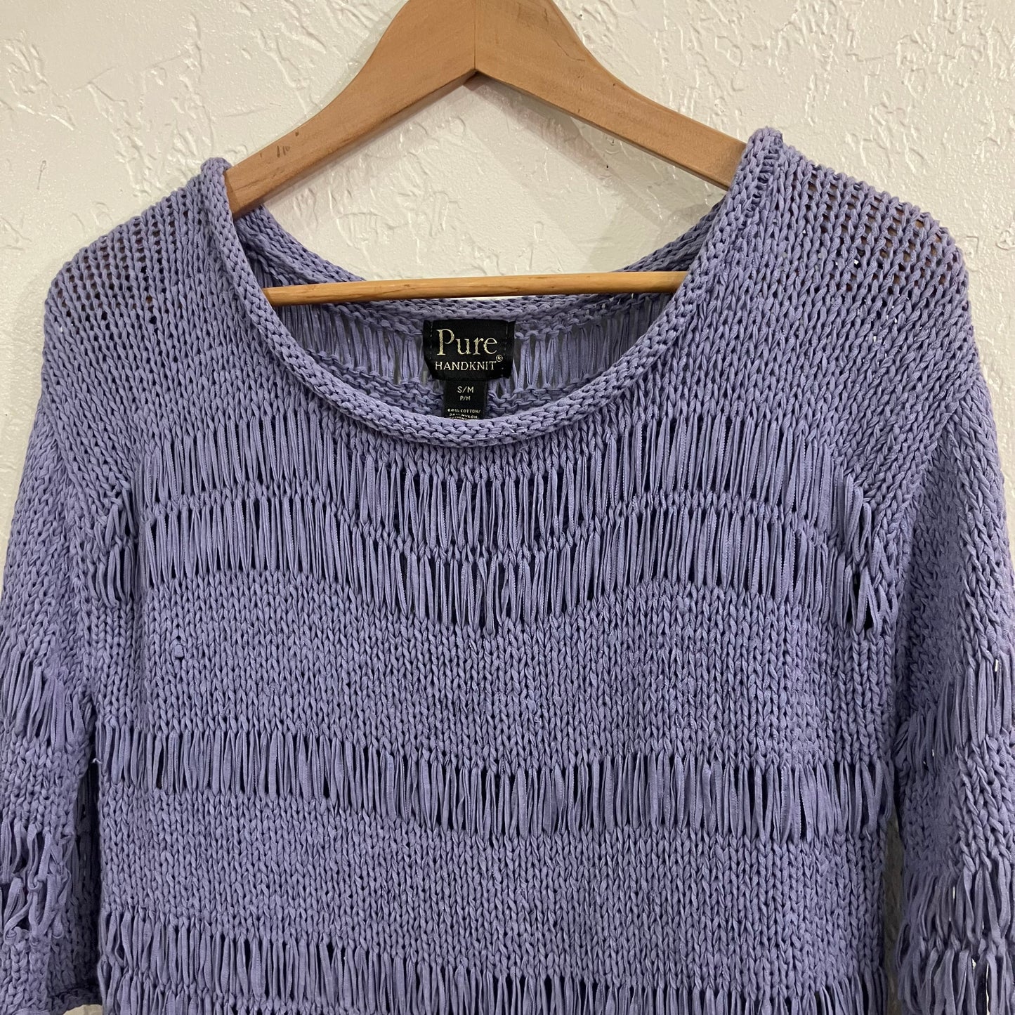 Vintage Lavender Purple Hand Knit Top | Small Medium