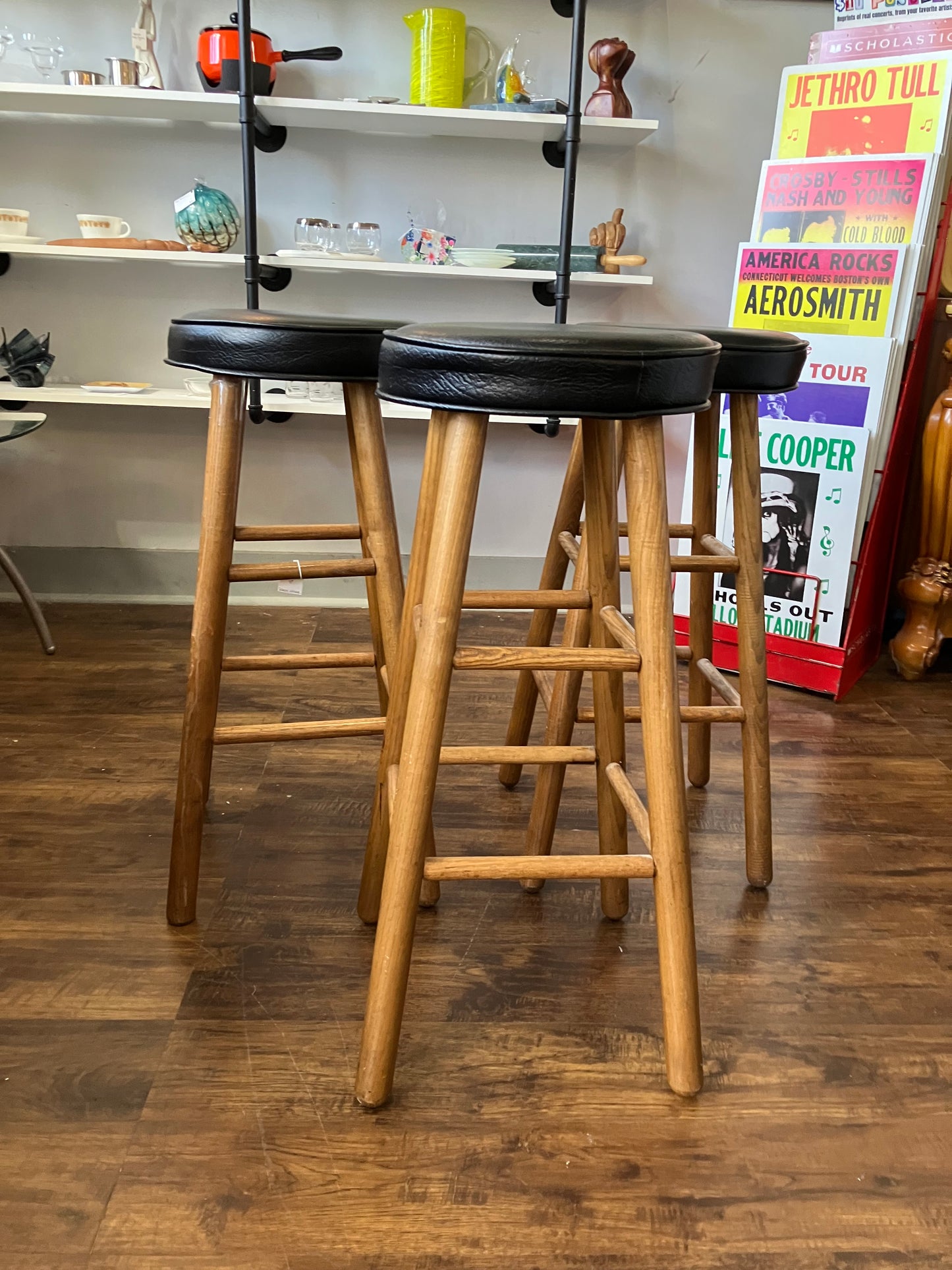 Leather Seat Bar Stools Set of 3