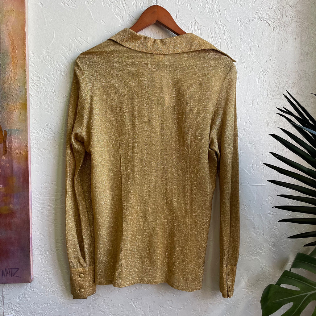 Vintage Gold Metallic Lame Shirt | Medium