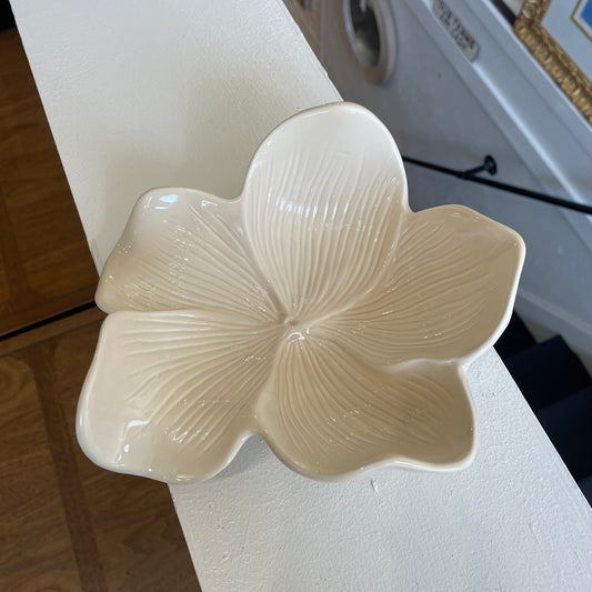 Arhaus Cream Ceramic Magnolia Flower Plate