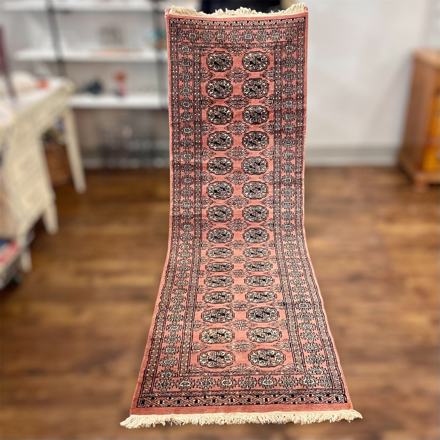 Pink Bokhara Wool Runner Rug