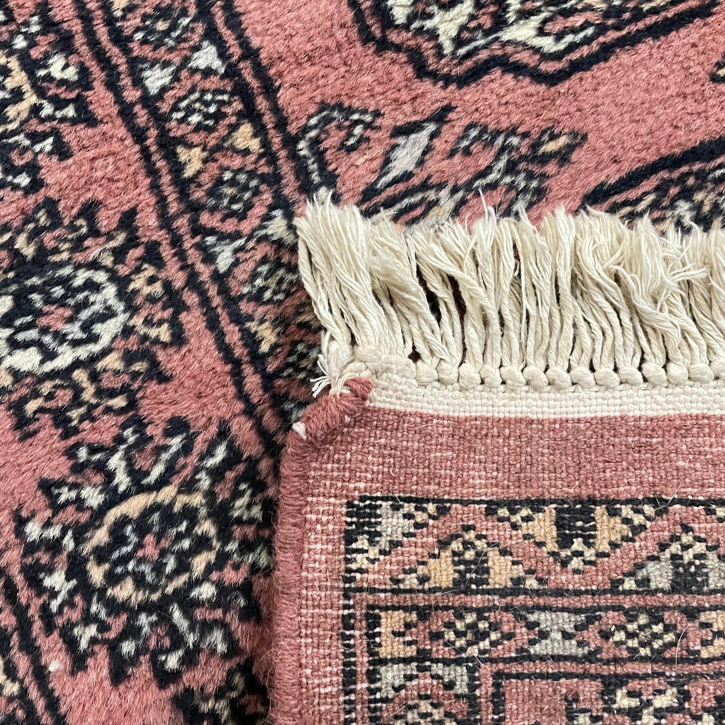 Pink Bokhara Wool Runner Rug