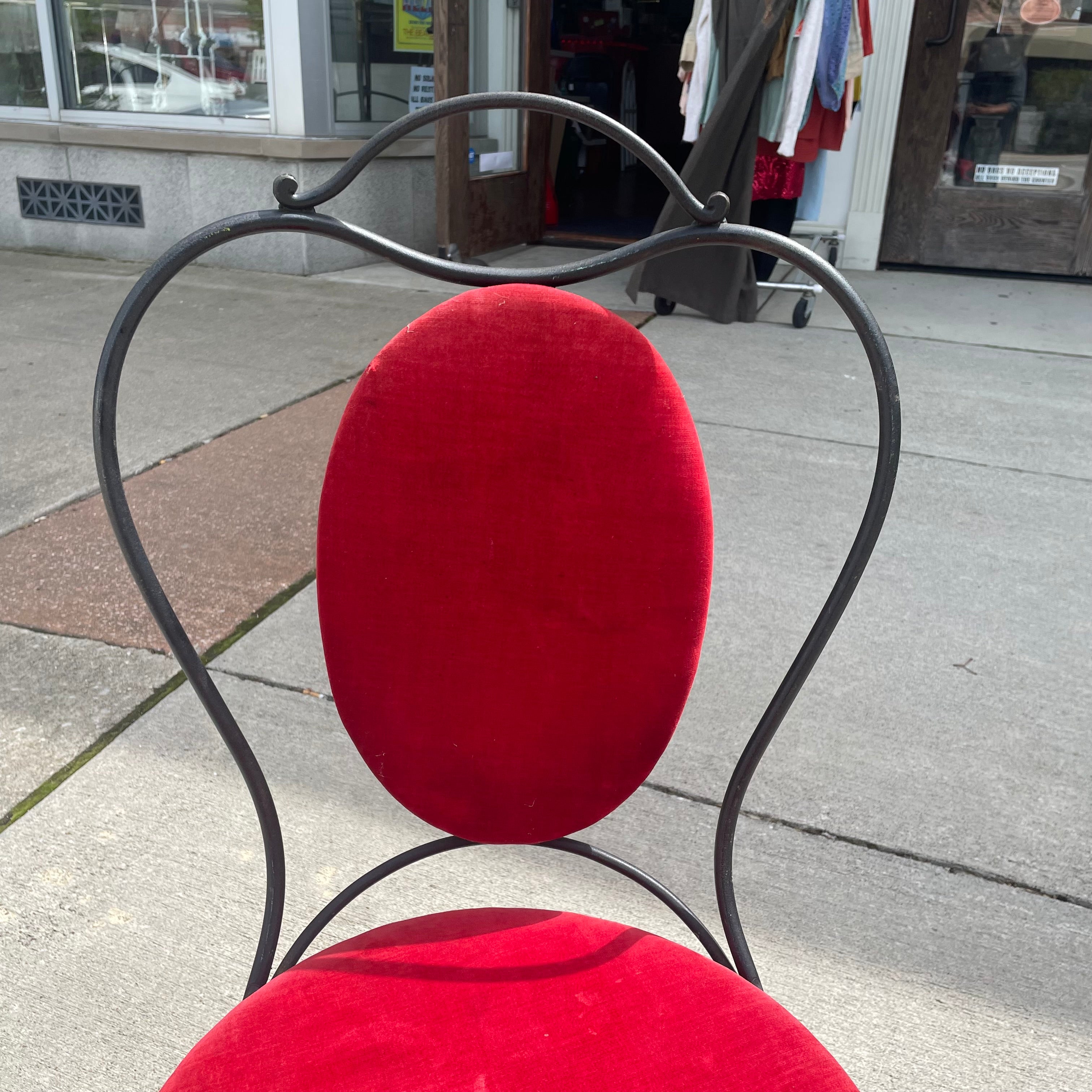Black & Red Wrought Ice Cream Parlor Chair