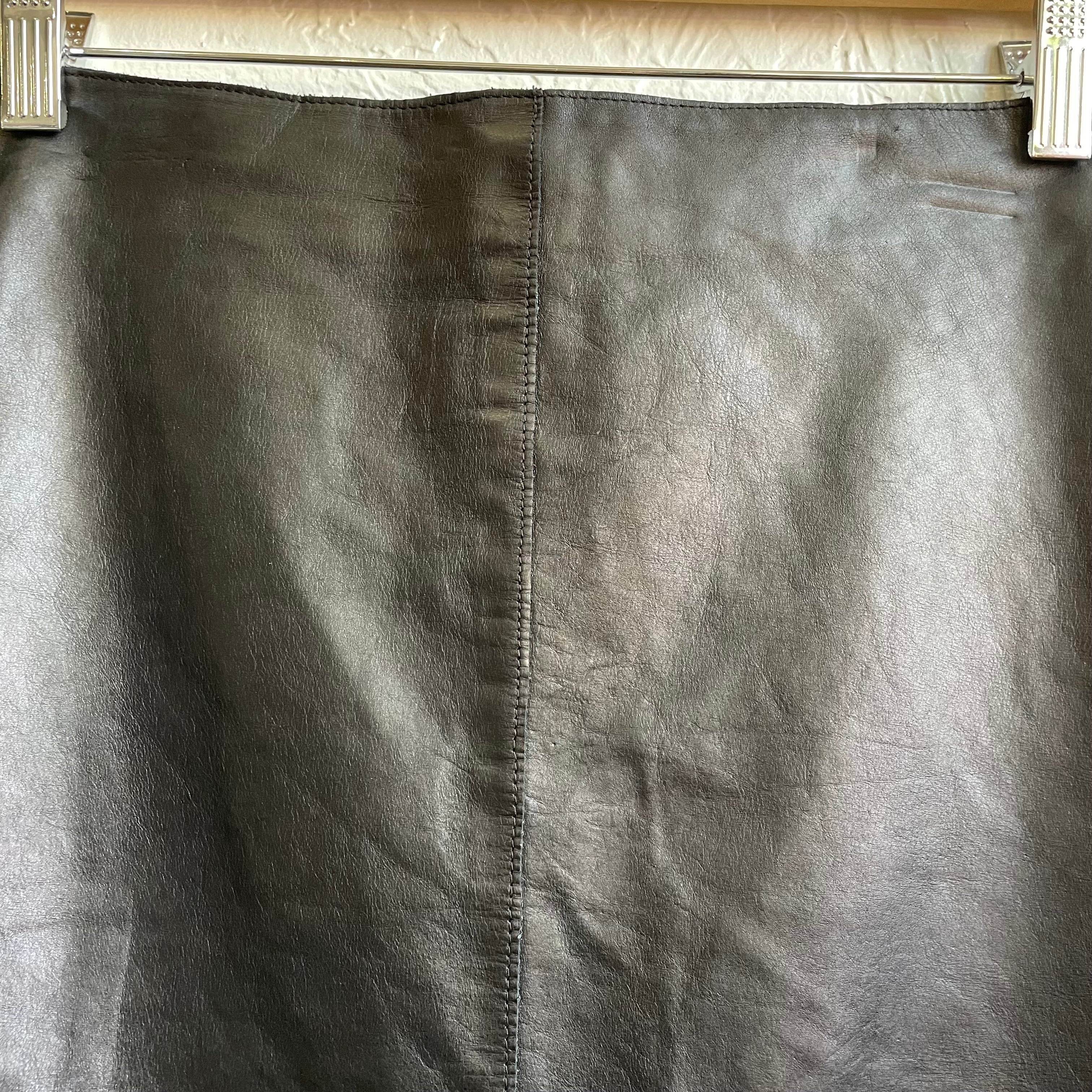 Black Kenneth Cole Leather Midi Skirt | XS