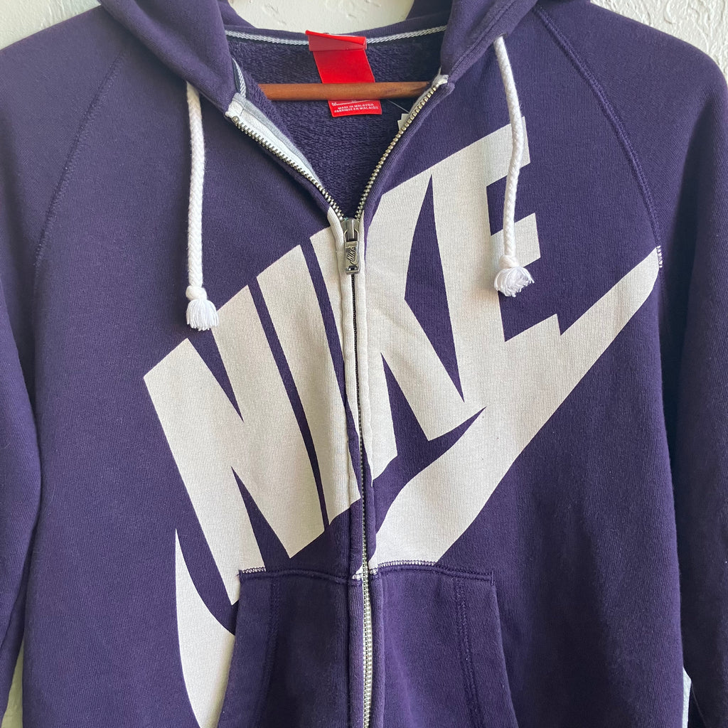 90s Nike Hoodie Red Tag Full Zip Purple Swoosh Classic Vintage Streetwear Medium