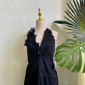 1970s Black Lace Halter Dress