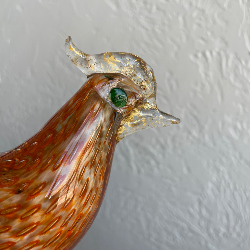 Murano Glass Orange Pheasant Bird Art