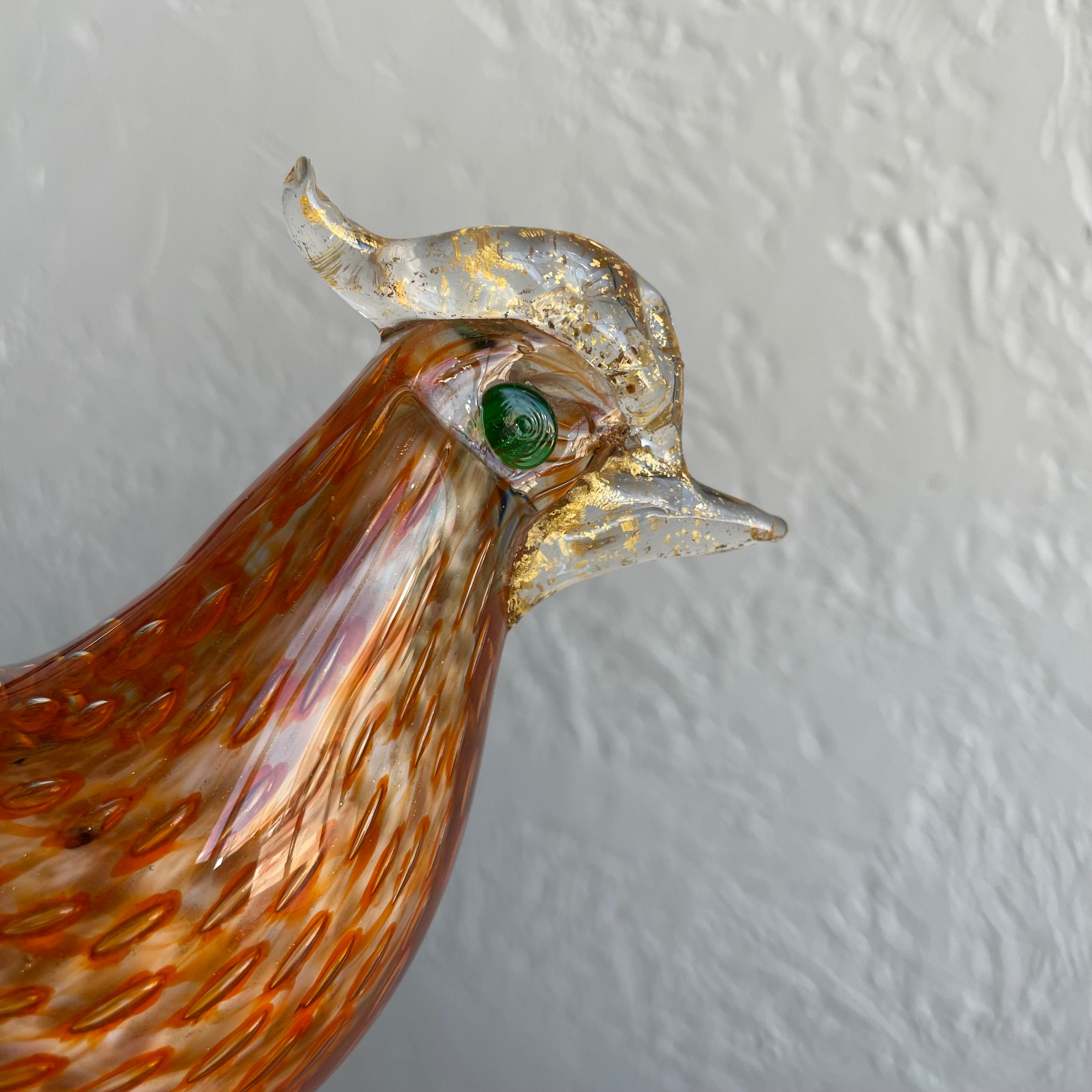 Murano Glass Orange Pheasant Bird Art