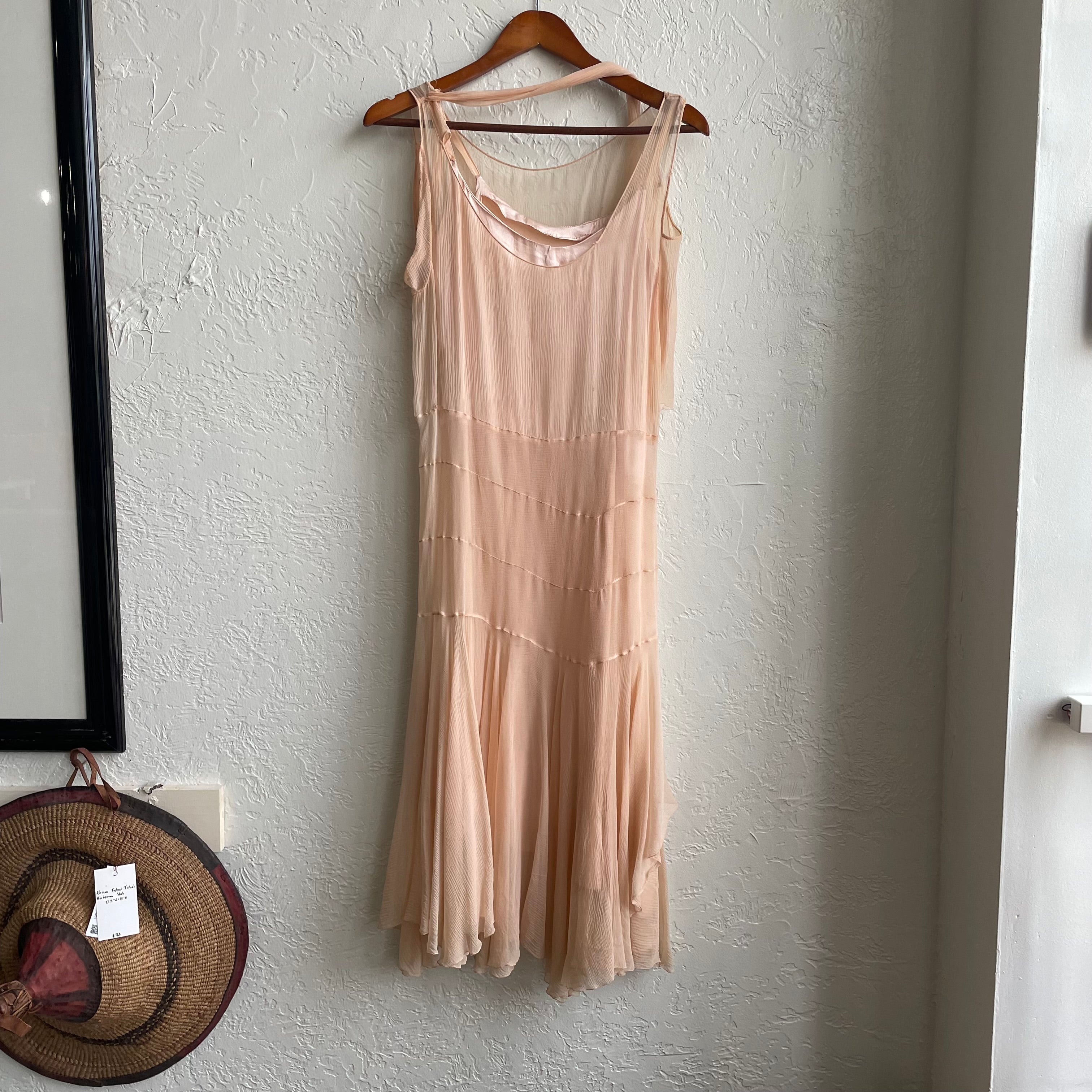 Blush Pink Silk Chiffon Flapper Dress 1920/30's | One Size