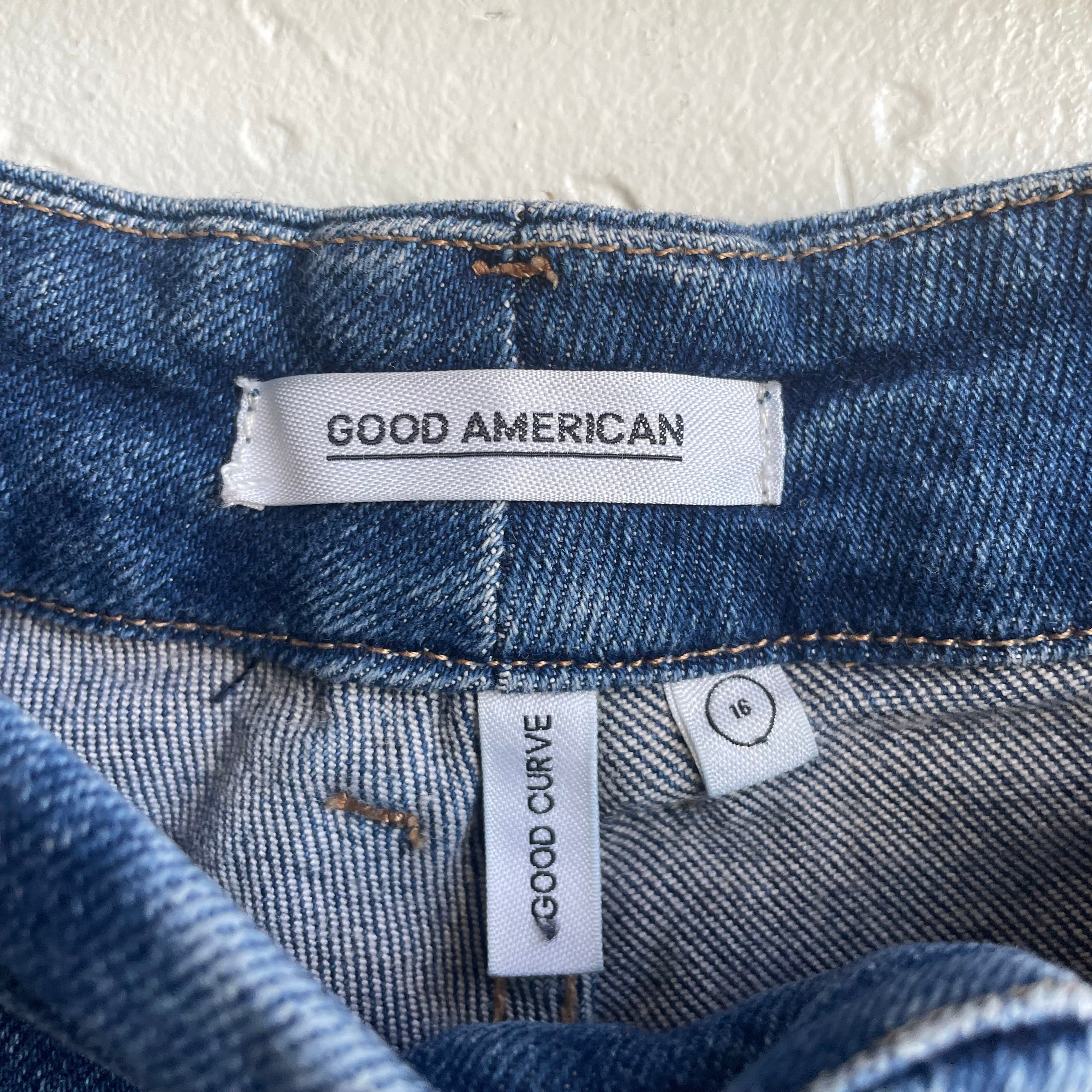 Good American Stretch Medium Wash Blue Jeans | Size 10/Large