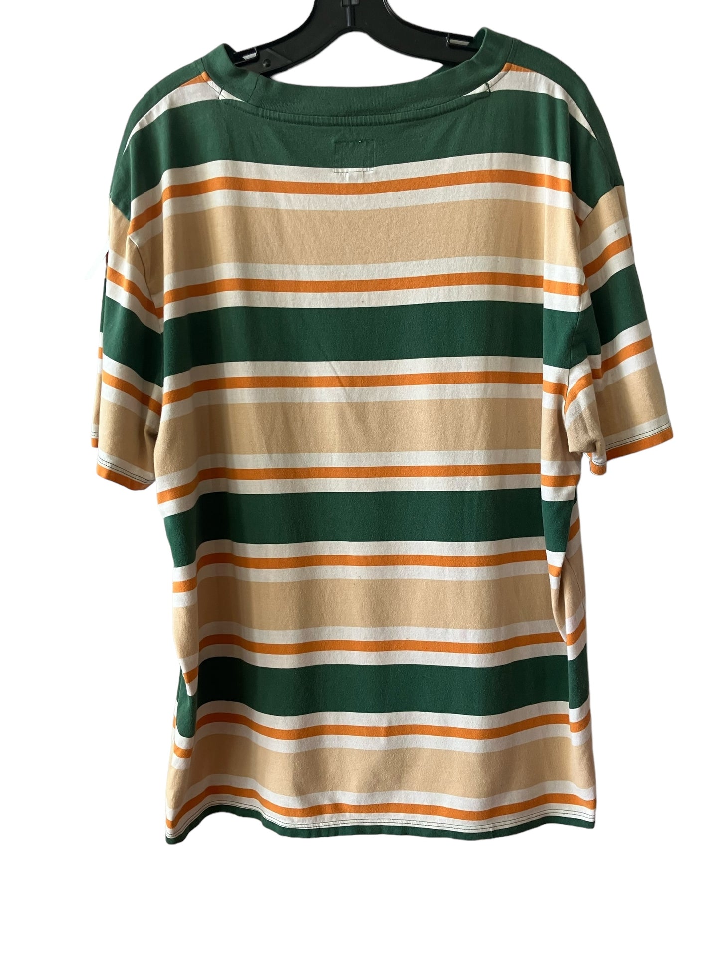 Vintage Guess Logo Striped Green Orange T-shirt Tee Mens Large