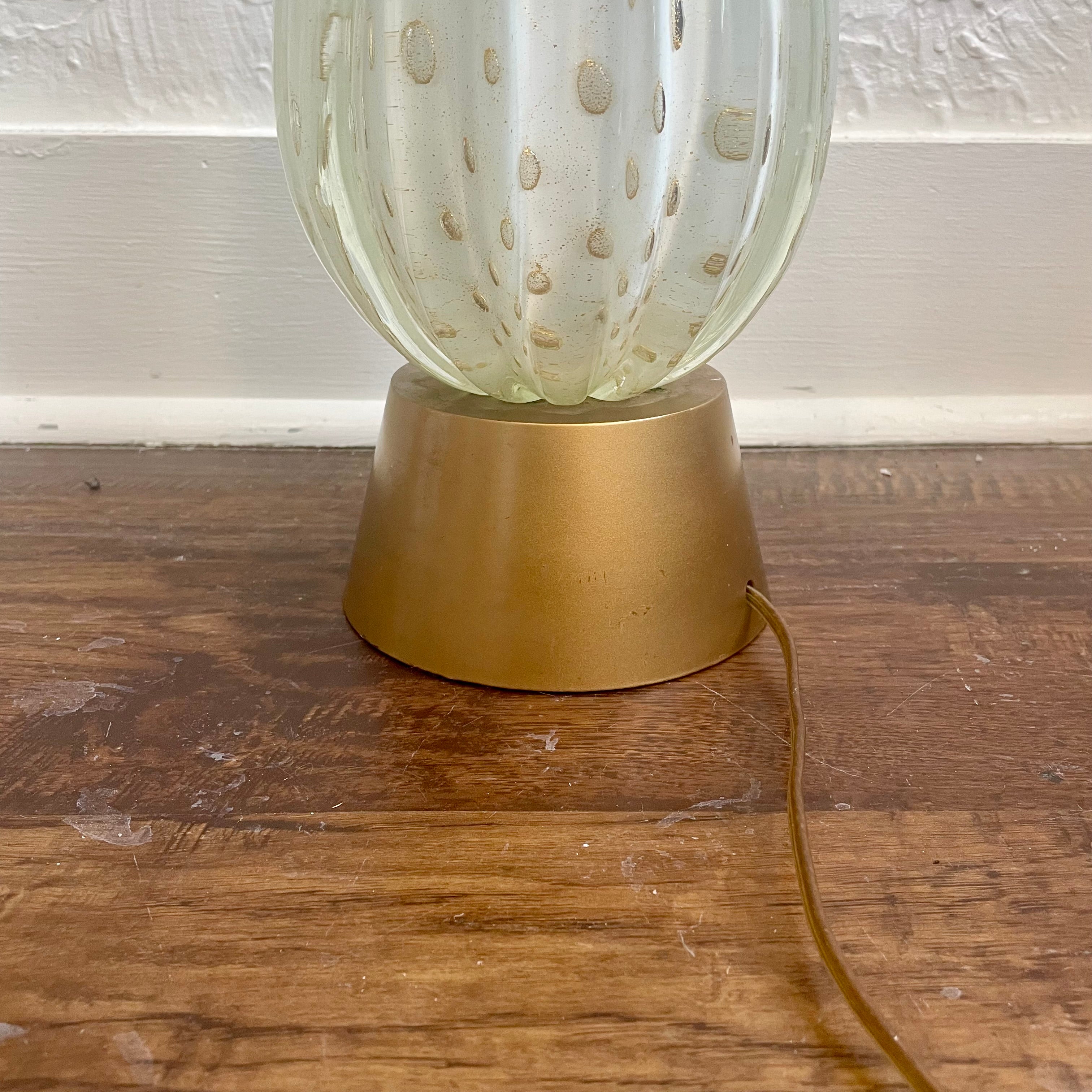 Barovier & Toso Murano Glass Gold Globe Table Lamp Mid-Century Modern