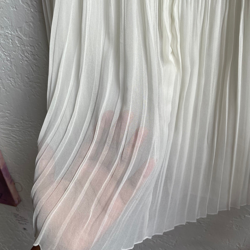 White Pleated Chiffon Skirt | Medium
