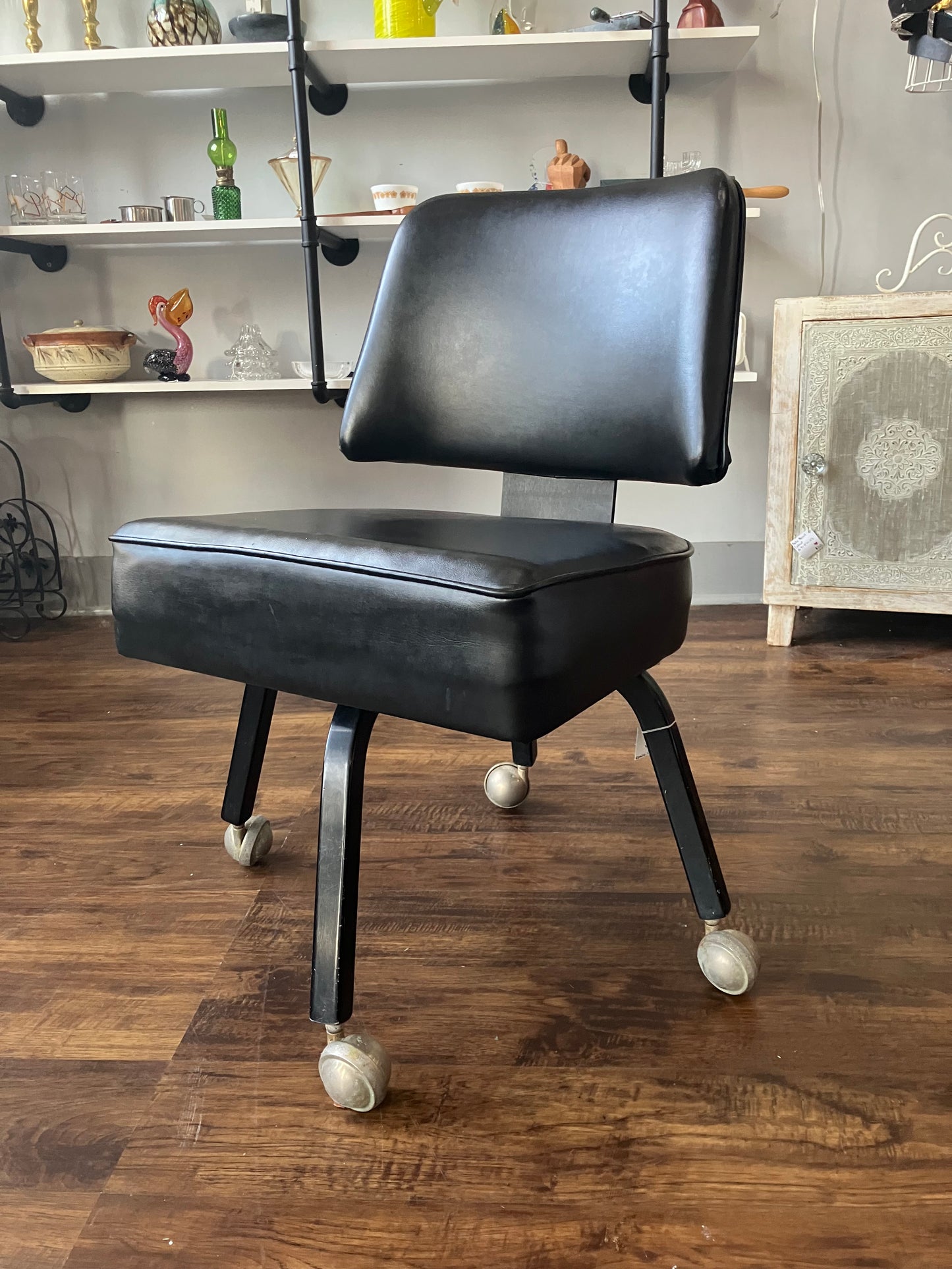 Black Leather Rolling Office Chair