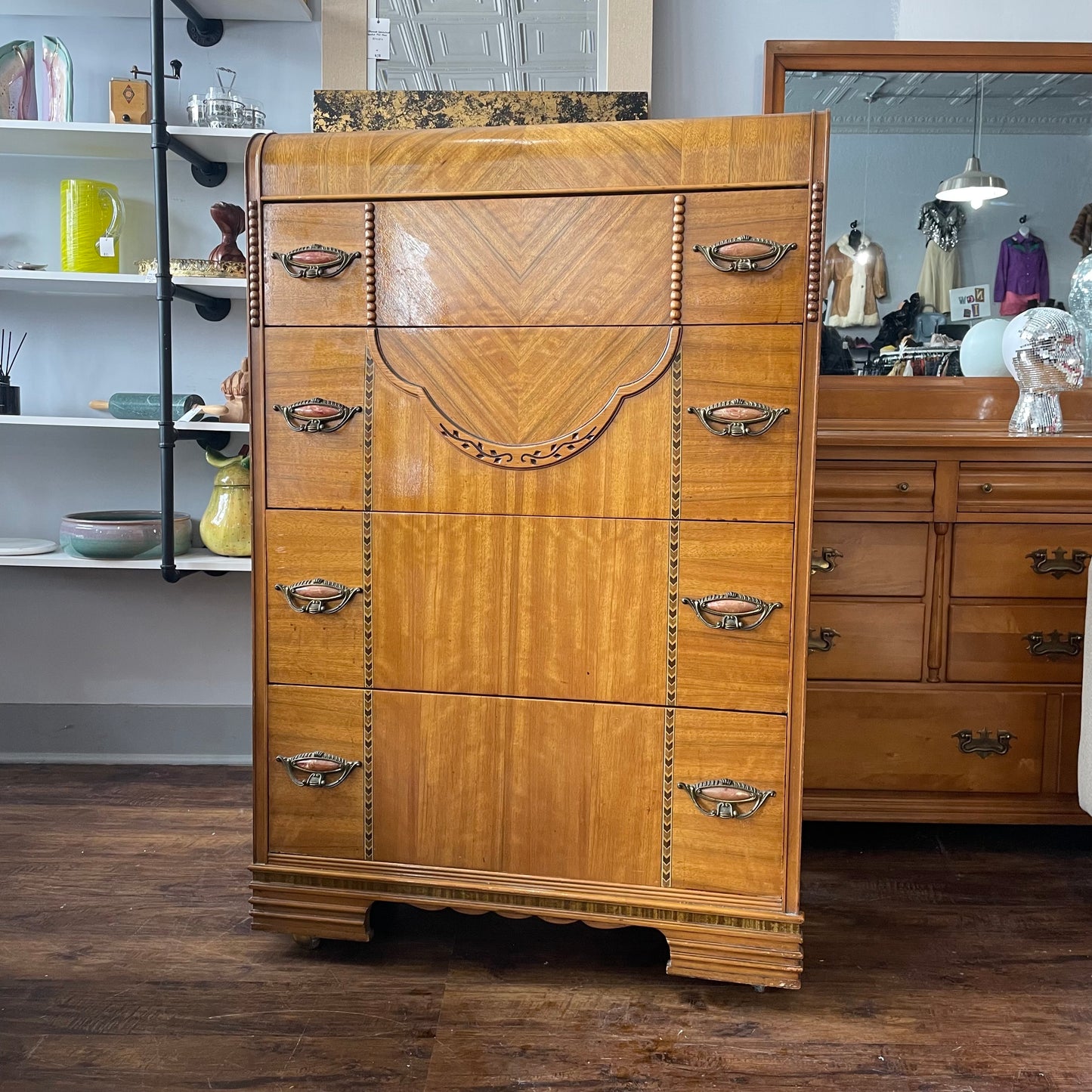 Art Deco Waterfall Dresser 1930’s on Wheels