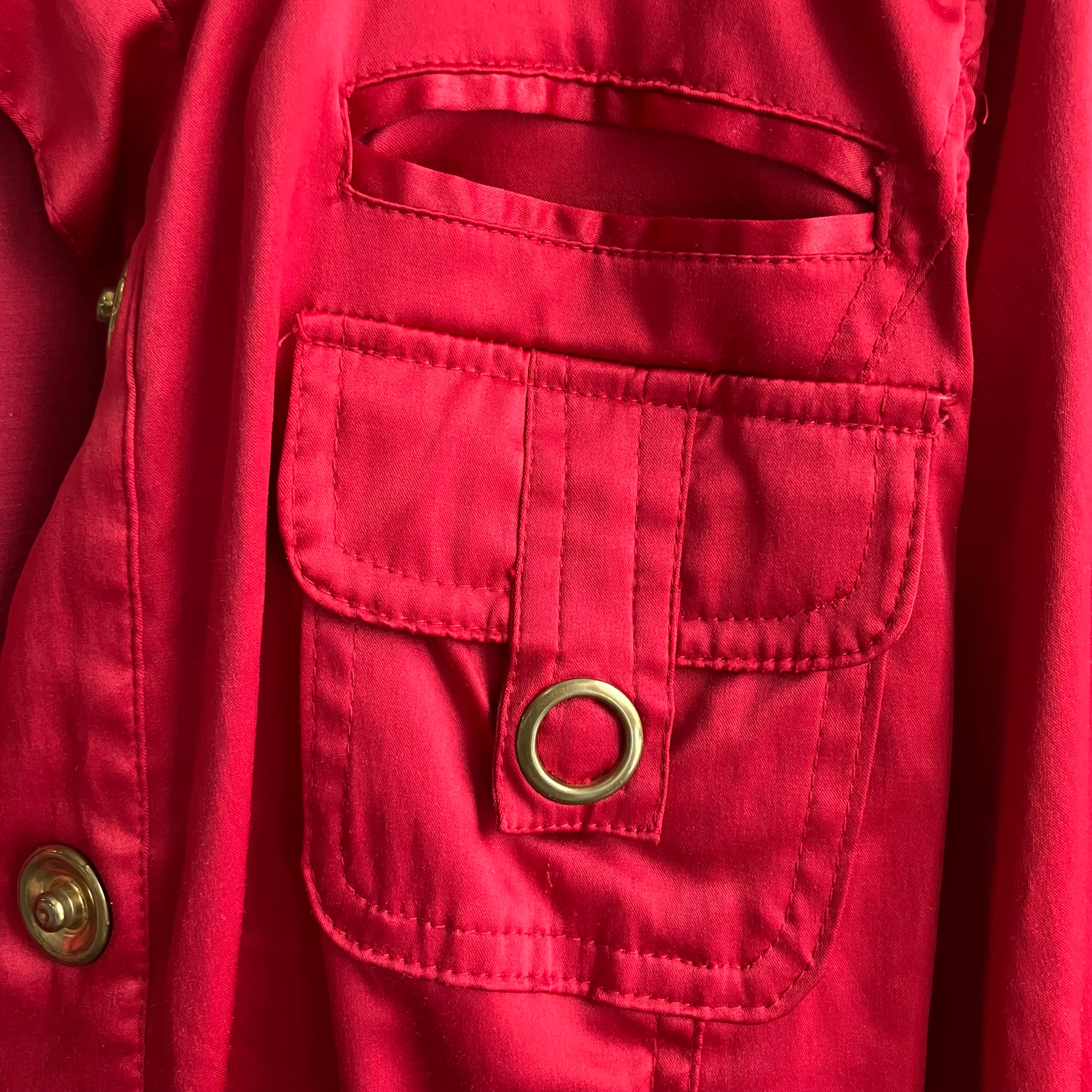 Y2K Apple Red Button Up Jacket Top | Large