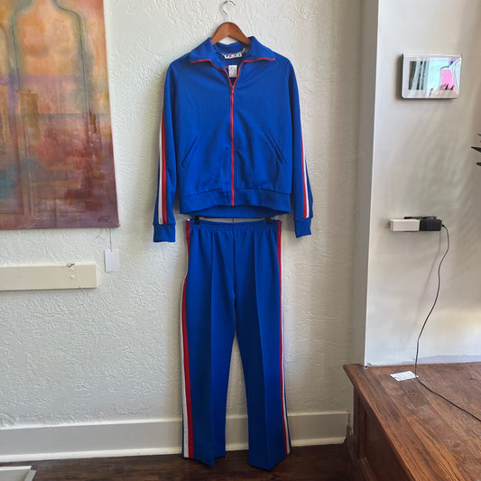 Blue Red and White Vintage 70’s Track Suit | Medium