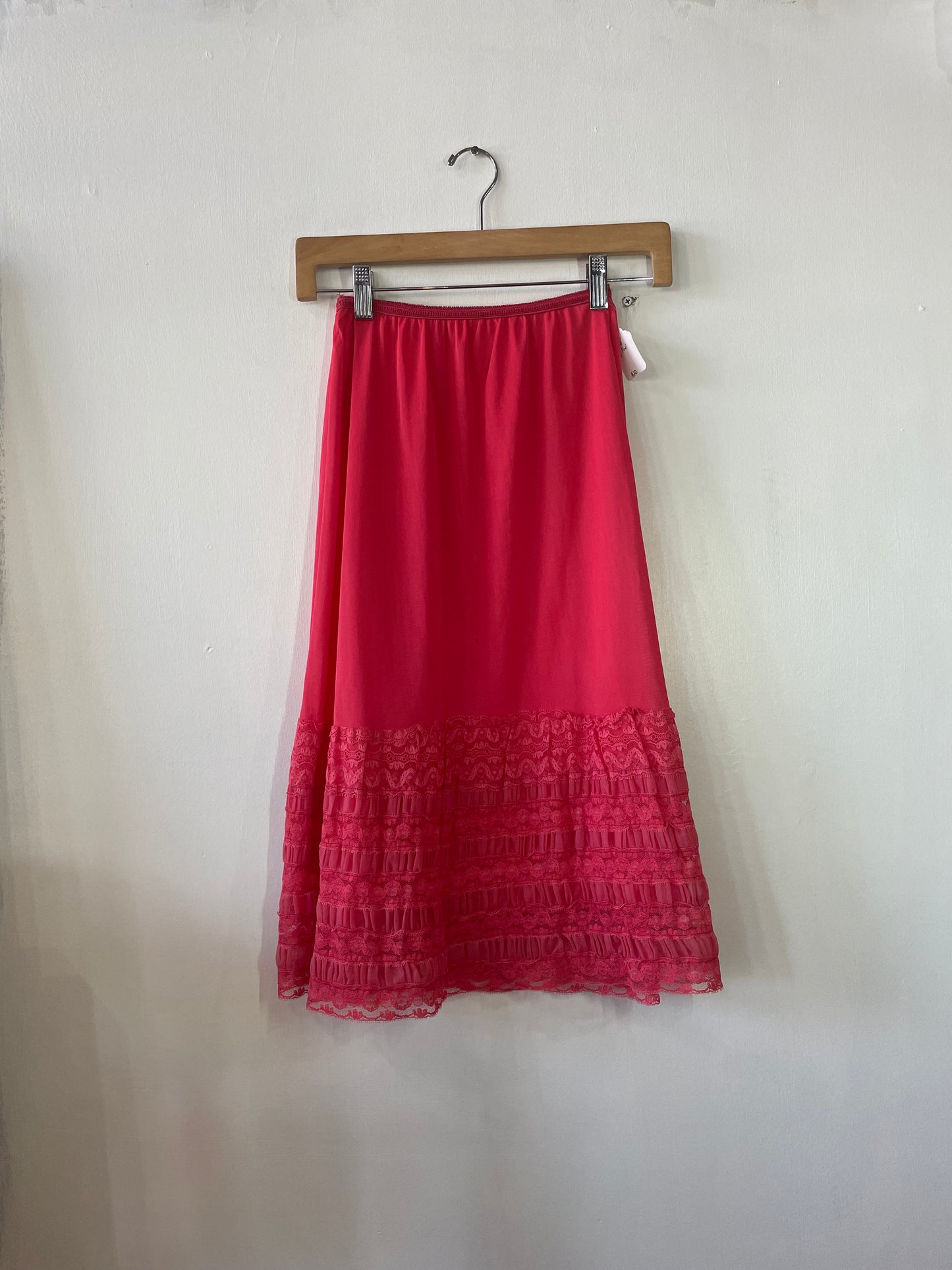 60s Cherry Red Midi Slip Skirt