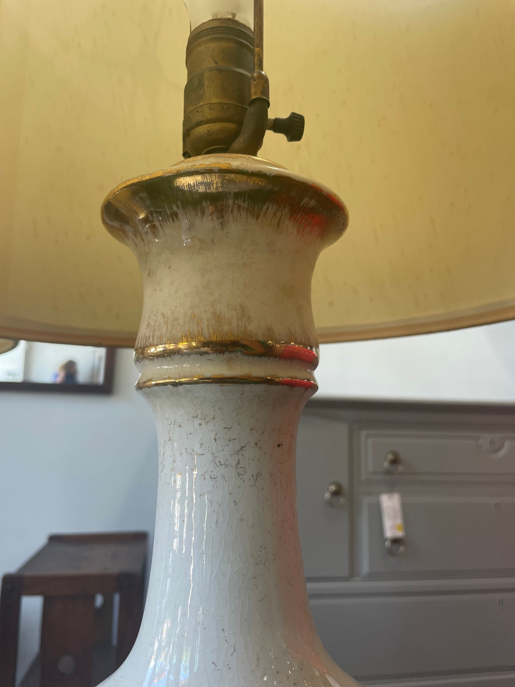 A Pair of Ceramic Gold Leaf Dogwood Flower Table Lamps