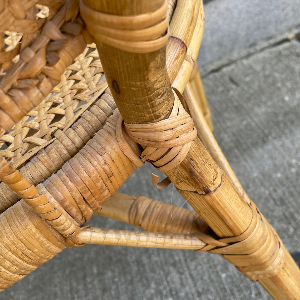 Rattan Bamboo Woven Cane Barrel Chair