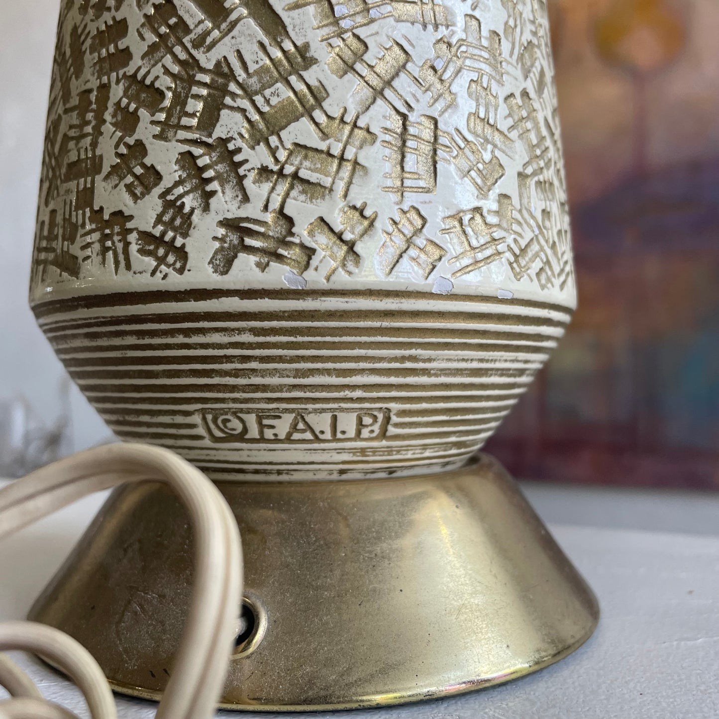 Mid-Century F.A.I.P Pottery Lamps Set of 2