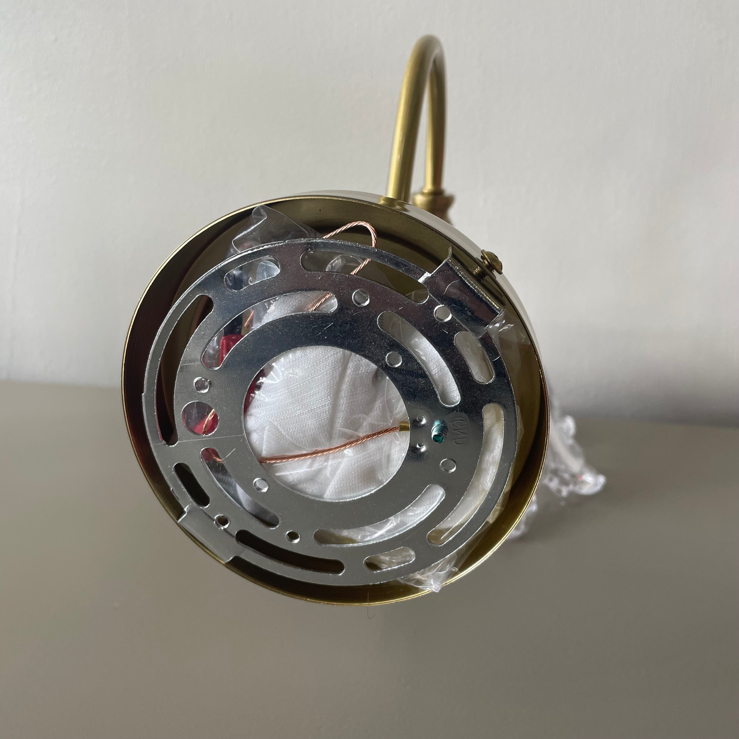 Glass Flower Brush Brass Wall Sconce
