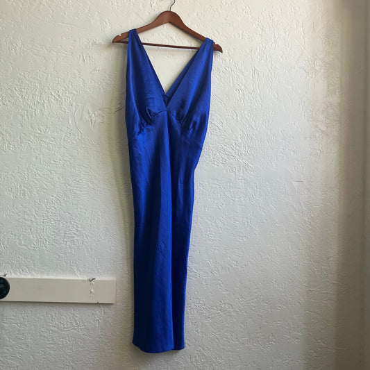 Blue Midi Silk Dress | 2X