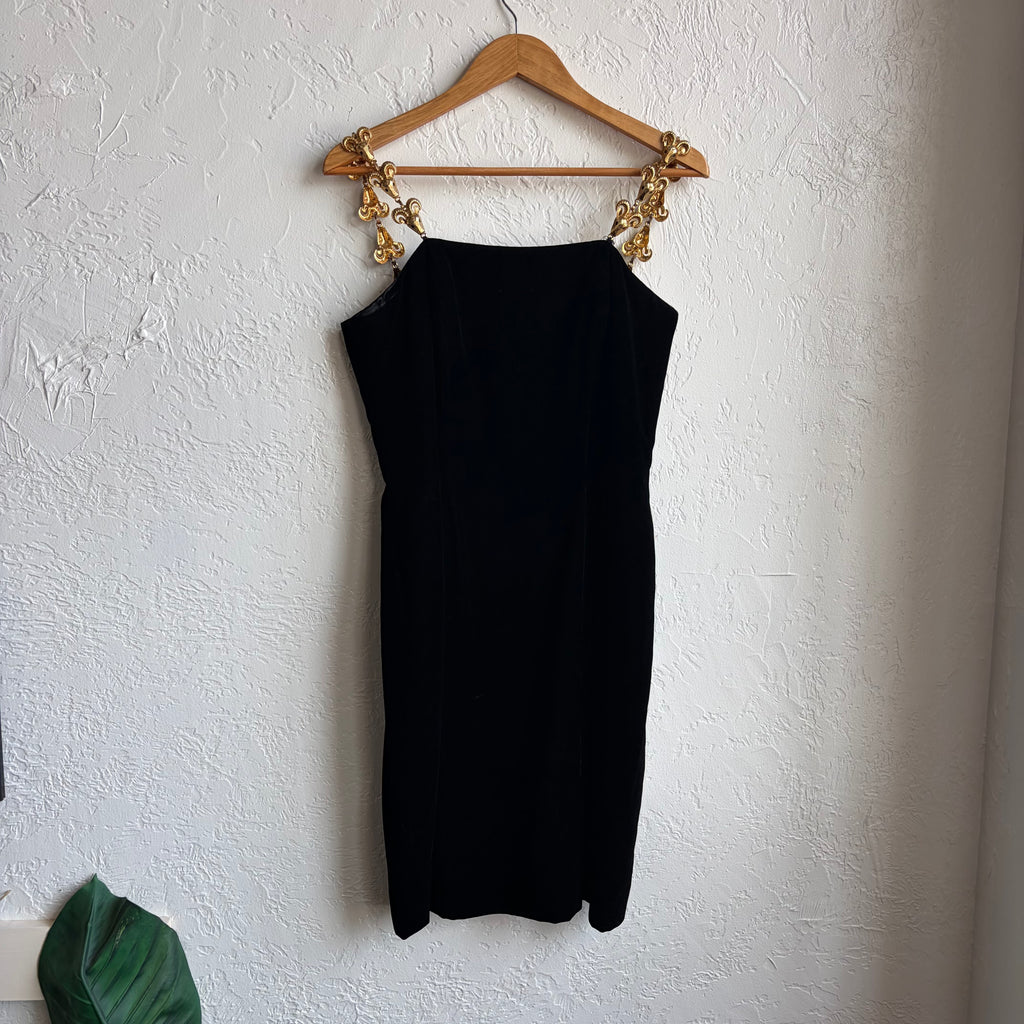Velvet Mini Dress with Ram Straps Albert Nipon | 10 Medium