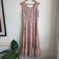 Prairie Style Pink Floral Sleeveless Dress | Small