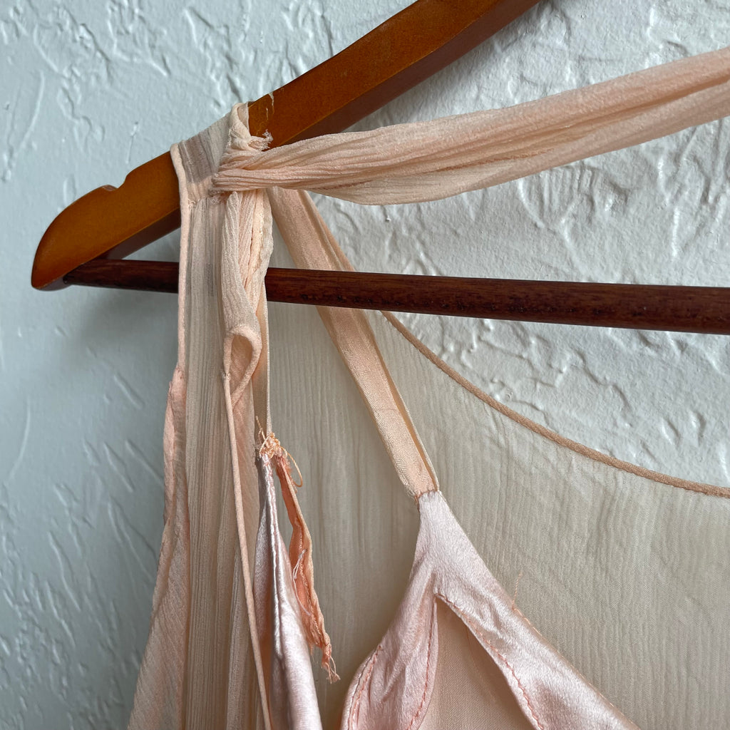 Blush Pink Silk Chiffon Flapper Dress 1920/30's | One Size