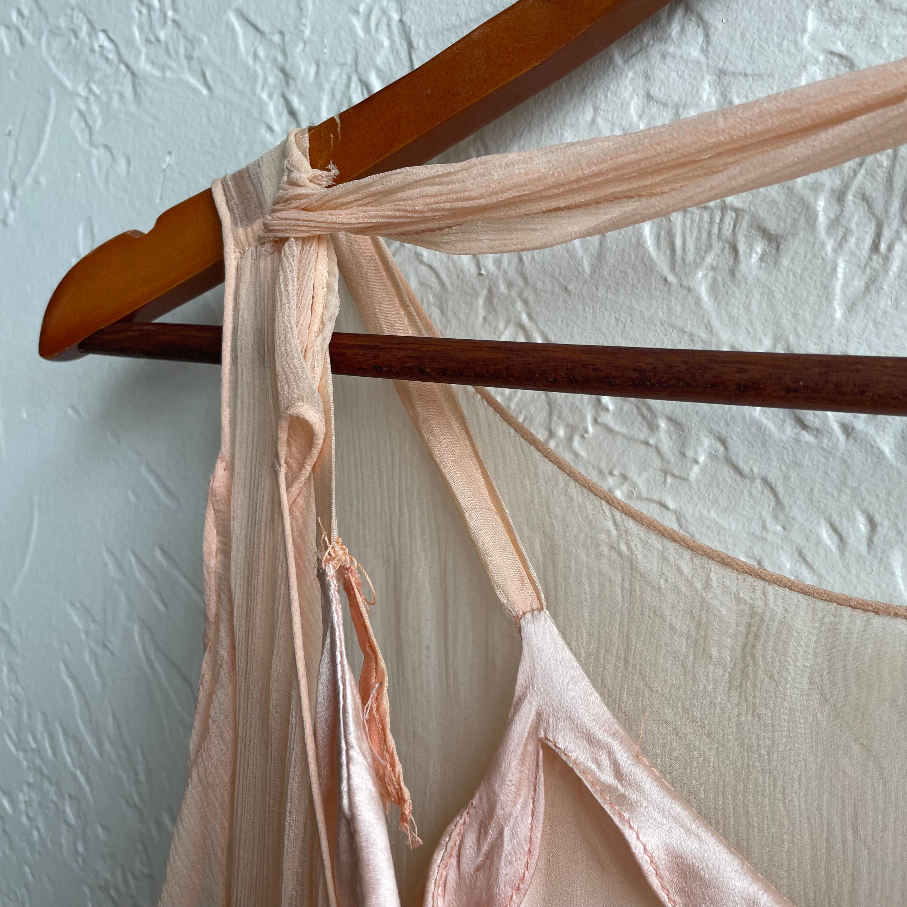 Blush Pink Silk Chiffon Flapper Dress 1920/30's | One Size