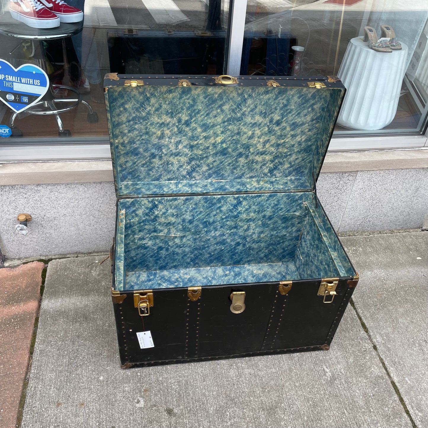 1950s Black Steamer Trunk