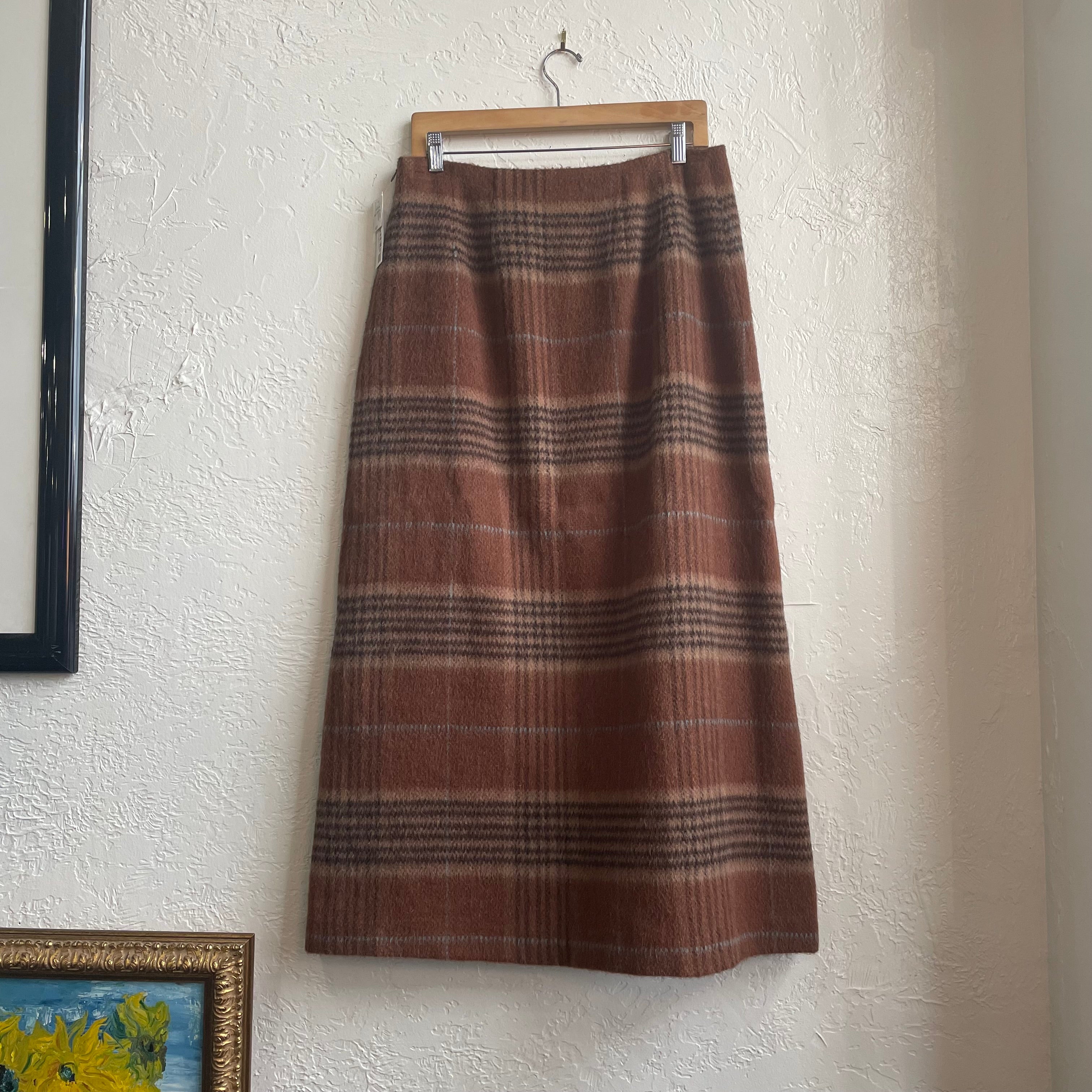 Alpaca and Wool Plaid Skirt | Size 12