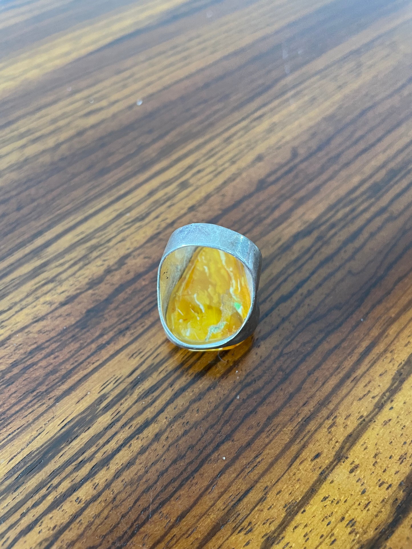 Natural Raw Butterscotch Baltic Amber Ring in Sterling Silver